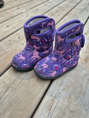 Bogs Baby Bogs II Purple Unicorn Waterproof Winter Boots Size 5